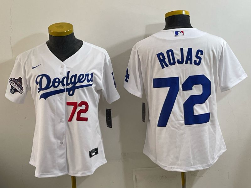 Women 2026 Nike Los Angeles Dodgers #72 Rojas White Game MLB Jersey 07